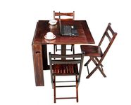 Home and Bazaar Folding Dining Table 6 Seater with 3 Folding Chair/Stripe Top Dining Set of 3