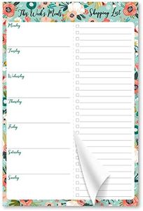 6"x9" Weekly Meal Planner Magnetic Notepad for Fridge with 50 Tear-Off 80g Sheets Shopping Grocery List,Hanging Food Menu Planning Organizer Peony Meadow Floral Meadow Flower