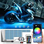 8pcs Motorcycle underglow LED Light Kit, RGB Motorcycle LED Strip Lights with Music Mode, Multicolor Brake Light Function Waterproof Motorcycle Underlight Accessories Lights