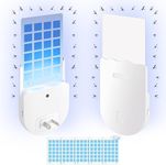 Yakiter Indoor Plug-in Mosquito Killer, Flying Insect Trap for Flies, Fruit Flies, Moths & Gnats, UV Attractant Catcher & with Adjustable Brightness Night Light, 2 Device + 10Pcs Adhesive Cards(2)