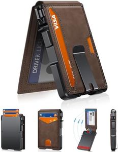 ZALVEX Wallet for Men, Mens Minimalist Wallet 9-13 Cards, Slim Compact Wallet with Money Clip & ID Window, RFID Blocking Smart Pop Up Card Wallet, Metal Aluminum Credit Card Holder Bifold Wallet