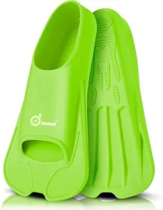 Odoland Snorkel Fins, Diving Fins for Adult, Full Foot Pocket Travel Size Swim Training Fins, Silicone Snorkeling Fins, Comfortable Flippers for Men and Women, Green，L