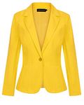 LADI TREND Women Blazers Jacket Classic Blazer Suit Notched Lapel Jetted Pockets (Yellow L)