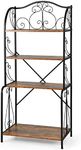 COSTWAY 4-Tier Baker's Rack, Industrial Microwave Oven Stand Organizer with X-Bar & Anti-toppling Device, Freestanding Utility Display Storage Shelf for Kitchen, Dining Room, Living Room