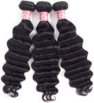 (41cm 46cm 50cm) - 8A Loose Deep Wave Bundles 16 18 50cm 3 Bundles of Peruvian Virgin Hair Loose Deep Curly Weave Bundles Natural Black Colour