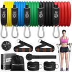 Resistance Bands Set, Exercise Bands with Stackable Workout Bands, Door Anchor Attachment, Handles, Legs Ankle Straps, Carry Bag, Gym Equipment for Home