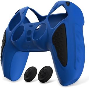 PlayVital Knight Edition Blue & Black Two Tone Anti-Slip Silicone Cover Skin for ps5 Controller, Soft Rubber Case for ps5 Wireless Controller with Thumb Grip Caps