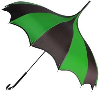 Gothic Rebel Striped Dark Wing Pagoda Umbrella - Ideal for All Weather, Perfect for Vampires, Gothic Enthusiasts, and Unique Style Lovers (Black & Green)