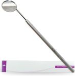 MJW Dental Mirror for Mouth with Handle Made of Stainless Steel for Teeth Cleaning, Oral Hygiene Inspection and Lash Extension Mirror Tool for Personal use - round mounted 1.96 in