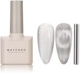 MAYCHAO 15ML Cat Eye Gel Nail Polish 1Pc Silver Cat Eye Nail Polish with Magnet Soak off Holographic Magnetic Gel Polish for Nail Art Manicure Salon DIY at Home, 0.5 OZ