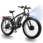 QIKAITU K800 Dual Motor 250W Electric Bikes for Adults - 26"x4" Fat Tyre Ebikes, Electric Mountain Bike, 48v 23ah Removable Battery, lcd Display, Front suspension & Hydraulic brakes (White)