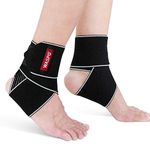 WASPO Ankle Support Brace 2 PACK, Adjustable Ankle Brace Wrap Strap for Sports Protect, Plantar Fasciitis Achilles tendonitis Ligament damage Injury Recovery, One Size for Men Women