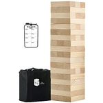 JST GAMEZ Large Tower Outdoor Games Wood Stacking Games Includes Scoresheet and Carry Bag - 54 Blocks