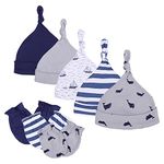 LACOFIA Newborn Baby Beanie Hats and Anti Scratch Mittens Set Infant 100% Cotton Caps and Gloves Newborn Boys Hats 0-6 Months Grey Shark