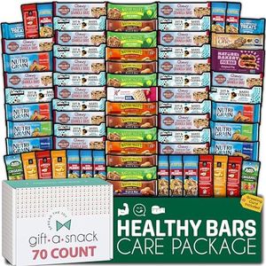 Gift A Snack - Halloween Trick or Treats Healthy Granola Breakfast Bars, Snack Box Care Package + Greeting Card (70 Count) Birthday Treats Gift Basket Nutritious Chips Food Assortments Variety
