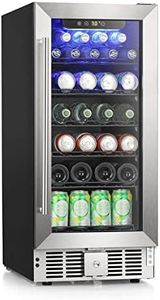 COWSAR Wine Fridge 15inch Beverage Refrigerator 2.9 Cu.Ft. Freestanding or Under Counter Cooler Stainless Steel Beer Fridge Mini ETL Approved