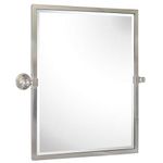 TEHOME 23x24'' Brushed Nickel Metal Framed Pivot Rectangle Bathroom Mirror in Stainless Steel Tilting Beveled Vanity Mirrors for Wall