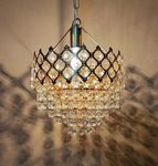 SUANI Modern Crystal 40 watt Decorative Pendant Crystal Chandelier | Chandelier for Living Room | Jhoomar for Restaurant | Chandelier Home | Light Fixture Chandelier Black Gold (Golden, 160 mm)