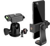 Acuvar Rotating Cell Phone Tripod Mount Adapter with Tripod Quick Release Ball Head 360° Rotatable for Universal Smartphone Samsung Galaxy iPhone Holder for Tripod Selfie Stick Monopod