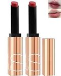 Hydrating & Matte Lipstick Set for Women-2Pcs Nude Red Lipcolor Moisturizing Velvet Creamy Tinted Lip Balm, Color All Day Stay Lip Stain, Non-stick Longlasting Waterproof Lip Gloss, Makeup Gift-03+06