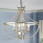 Avzkcy Modern Chandelier, 4-Light Vintage Hanging Light Fixtures 16.5" Nickel Height Ajustable Pendant Light for Dining Room Living Room Kitchen Hallway Foyer Entryway