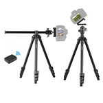 Andoer Camera Tripod Horizontal Mount Professional Travel Tripod with 360 Degree Panorama Ball Head Phone Holder Remote Control for DSLR Cameras Smartphones Compatible with Canon Nikon Sony