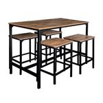 AT-VALY 5-Piece Bar Table Set with 4 Stools,Dining Room Table Set,Small Spaces (Black & Antique Wood)