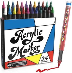 Touchbool Acrylic Paint Markers, 24 Color Fine Tip Permanent Acrylic Paint Pens For Rock Painting, Canvas, Wood, Glass, Ceramic, Fabric, Plastic, Egg, Scrapbook, Art Painting Supplies Kit