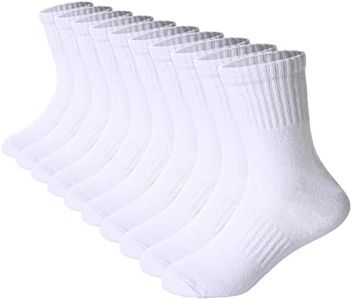 DoSmart Kids Crew Athletic Socks Boys Girls Classics Cotton School Uniform Childs Sports Breathable Casual Socks 10 Pairs (9-12 Years, 10 Pairs White)