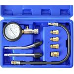 DASBET 8PCS Petrol Engine Cylinder Compression Tester Kit | Compression Tester kit Engine Cylinder Pressure Gauge for Petrol Gas Engine Automotive Tool Gauge 0-300 PSI for Cars Motorcycles (Blue)