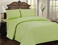 Homelux Genuine Luxury 300 Thread Count Egyptian Cotton Satin Checkered 4 Piece Sheet Set, King Size, Green Color