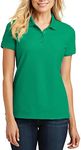 JustBlanks Women’s Polo Shirts Short Sleeve Polo T Shirts – Pique Polo Shirts for Women T-Shirts 4-Button Polo Tee - Bright Kelly Green - 3XL