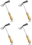 Garden Guru Eco Hand Cultivator Hoe Tiller Tool - 100% Recycled Stainless Steel - Rust Resistant - FSC Certified Wood Ergonomic Handle -Great for Gardening Cultivating Loosening Weeding (4 Pack)