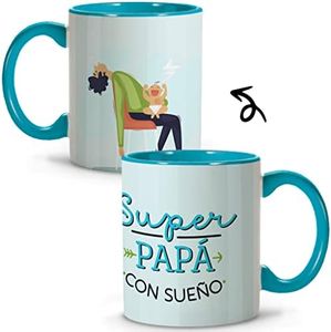 LolaPix Tazas para Padres. Tazas Divertidas. Tazas Desayuno Originales. Taza Ceramica 330 ml. Regalos con Frases. Padre con Sueño