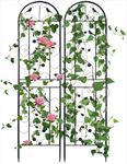 AESOME Garden Trellis Decorative Outdoor: 210cm Tall Metal Fence Black Lattice Panel Yard Corner Décor for Climbing Plant Flower Rose Clematis Bougainvillea Lily Ivy Vine (2 Pack)