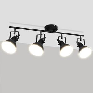 LTBLIGHT 4-Light Track Lighting Fixtures, Rotatable Ceiling Light Kit, Industrial Black Ceiling Spot Lights Fitting for Kitchen, Bedroom, Living Room, E26 Base, Bulbs Not Included