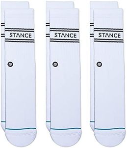 Stance Crew Sock - Basics - 3 Pack (White, Large)