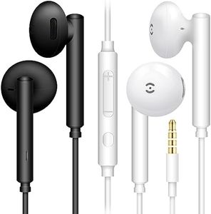 MAS CARNEY 【Paquete de 2】 WH6 Auriculares con Cable de 3.5 mm, Audifonos con Cable con Control de Volumen y Micrófono, Cascos Compatibles de Tablet, iPad, iPod, Honor, Huawei, Samsung Galaxy