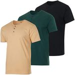 Real Essentials 3 Pack Big & Tall King Size Men’s Cotton Short Sleeve Henley T-Shirt Casual Shirts Lounge Active Athletic Workout Dry Fit Sleep Summer Sleep Pajama Workout Dry Fit- Set 12, 3X Tall