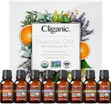 Cliganic Organic Aromatherapy Essential Oils Gift Set (Top 8), 100% Pure - Peppermint, Lavender, Eucalyptus, Tea Tree, Lemongrass, Rosemary, Frankincense & Orange