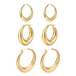 Gold Hoop Earrings For Women 3 Pairs 18k Gold Chunky Hoop Earrings 20/25/38mm Gold Hoops Huggies Earrings Hypoallergenic Earrings Lightweight Hoops With s925 Sterling Silver Post For Women Girls