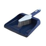 Casabella Wayclean Handheld Angled, Medium, Grey Dustpan and Brush Set, Green and Taupe