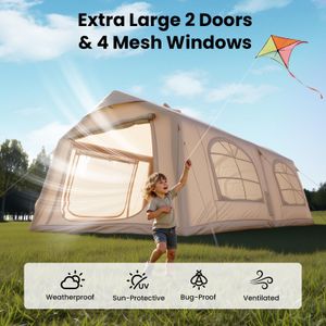 Ytaoeo Inflatable Camping Tent for 8-10 People – 2 Room, Waterproof Oxford, Chimney Opening, 4 Season