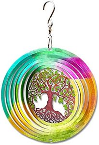 LJlifArt Wind Spinner Mandala Tree of Life 6inch 3D Stainless Steel Laser Cut Metal Art Geometric Pattern Worth Gift - Hanging Wind Spinner Kinetic Yard Art Decorations - Indoor/Outdoor Décor