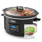 [NEW LAUNCH] KOOC 8.5-Quart Programmable Slow Cooker, Larger than 8 Quart, More Practical than 10 Quart, with Digital Countdown Timer, Free Liners Included for Easy Clean-up, Black, Oval…