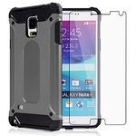 Asuwish Phone Case for Samsung Galaxy Note 4 with Tempered Glass Screen Protector Cover and Slim Rugged Hybrid Layer Cell Accessories Protective Glaxay Note4 Gaxaly N910A Not Notes Four Women Men Grey