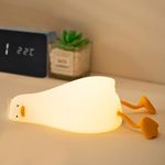 GCCATE Lying Flat Duck Night Light, LED Squishy Duck Lamp, Dimmable Soft Silicone Cute Baby Night Light, Rechargeable Portable Bedside Touch Lamp for Breastfeeding Nursery Kids Gifts Room Decor