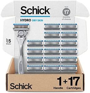 Schick Hydro Dry Skin Razor, 1 Razor Handle and 17 Cartridges | Razors for Men, 5 Blade Razor Men, Mens Razors for Shaving, Razor Blades for Men, 1 Handle with 17 Razor Blades Refills