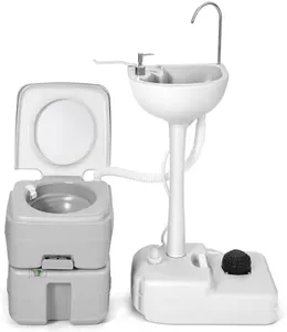 YITAMOTOR 17L Portable Sink for Washing Hands and 5.28 Gallon Portable Toilet, RV Camping Toilet With Level Indicator & Rotatable Spout for Adults, Travel, Boat, Gather, Wedding, Worksite