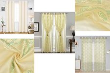 2 in 1 Cotton Door Curtains, 8 Ft, Green, Transparent, Pooja Room/Living Room/Dining Hall/Hotel/Bedroom/Kid Room/Kitchen Pack of 2